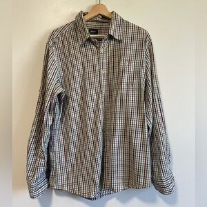 Max Men’s Gingham Button Down Long  Sleeve Shirt